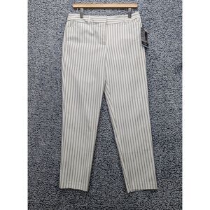NWT Liz Claibrone Career Emma Slim Leg Ankle Pants Size 4 Striped Stretch White